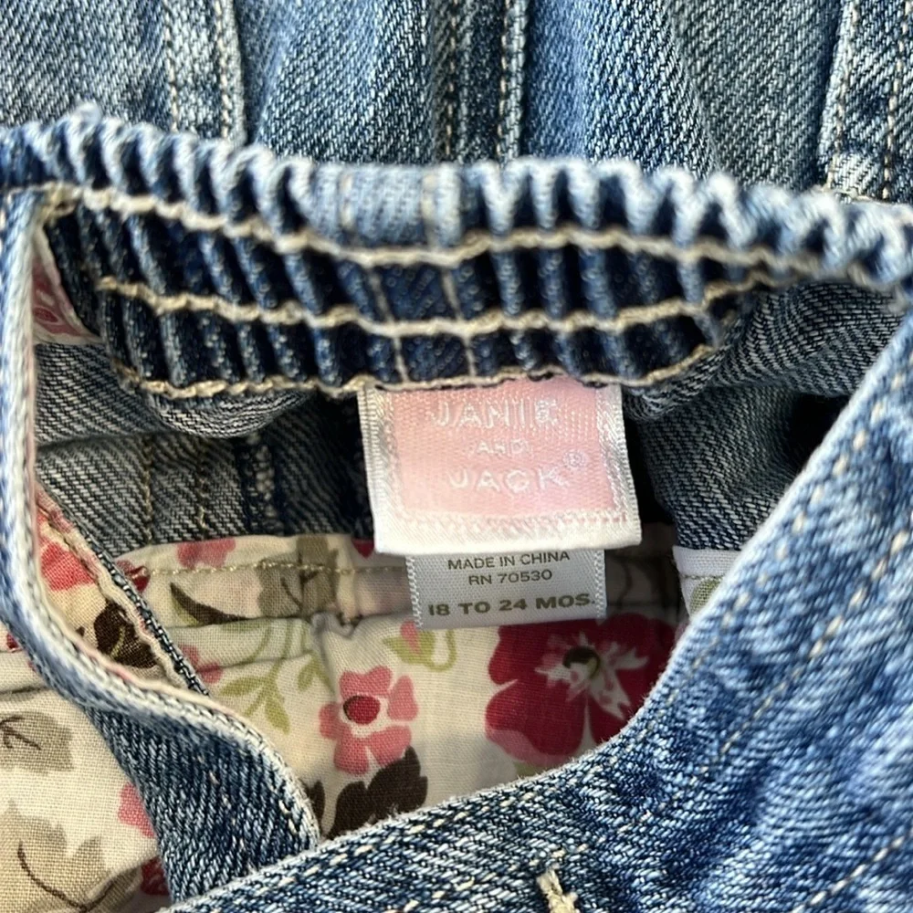 Janie and jack vintage strawberry floral denim overalls and hoodie jacket